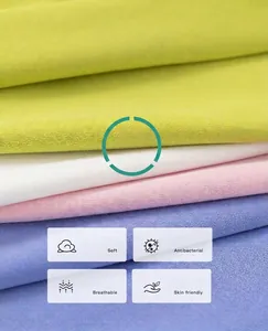 Close-up of soft breathable antibacterial cooling fabric in pastel colors for kids T-shirts