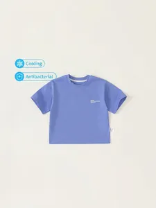 Kids cooling short sleeve T-shirt in light purple blue with antibacterial fabric