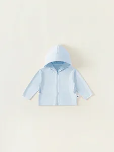 Giacca protettiva solare per bambini azzurra UPF 50+, tessuto traspirante con zip