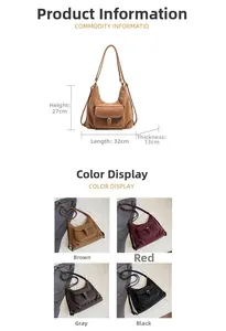 Detailed size specifications of 27x32x13cm for the retro college style tote shoulder bag