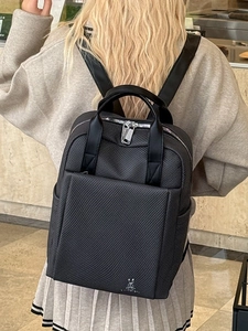 Business Casual Women's Backpack Large Capacity Laptop Bag With Trolley Sleeve Soft PU Grid Texture Daypack For Office Travel