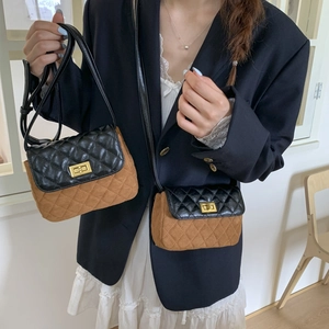 Women Vintage Rhombic Crossbody Bag Frosted PU Leather Square Shoulder Bag With Metal Lock Elegant Fashion Daily Handbag