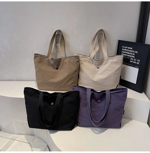 Bolsos tote de tela de gran capacidad en colores caqui, crema, negro y violeta intenso