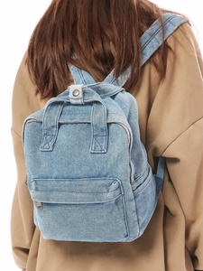 Klassischer Vintage Gewaschener Denim Rucksack Für Damen Preppy Stil Schule College Student Lässig Reise Schultertasche