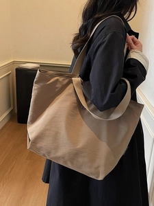 Bolso Tote de Nylon de Gran Capacidad para Mujer Minimalista Color Sólido Casual Conmutador Bolso de Hombro Suave
