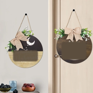 Eid Moon and Star wooden door hangers with burlap bow and artificial green leaves