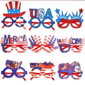 Lot de 9 lunettes de fête du 4 juillet avec drapeaux USA et chapeaux Oncle Sam