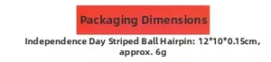 Detailed size and weight specs for Independence Day striped ball hair clip accessory