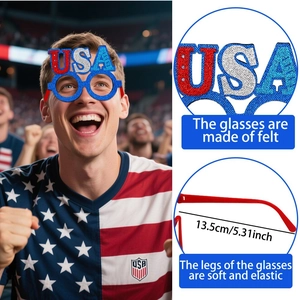 Détail de la texture en feutre doux et du design USA des lunettes de fête patriotiques