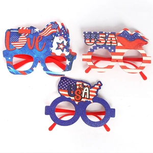 Détails de lunettes de fête USA rouge blanc bleu avec paillettes et motifs d'étoiles
