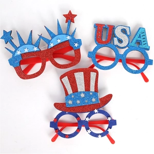 Lot de 3 lunettes de fête Jour de l'Indépendance USA avec paillettes et motifs Oncle Sam