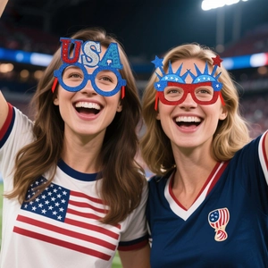 Lunettes de fête drapeau américain avec lettres USA et design couronne Liberté