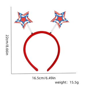 Detailed size specifications of the Independence Day headband with dimensions and weight