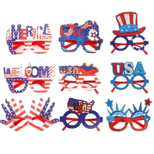 Lot de 9 lunettes patriotiques pour la fête nationale américaine avec paillettes et motifs USA