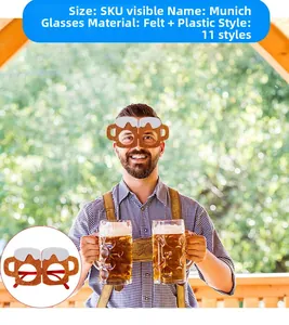 Detail of Oktoberfest party glasses with beer mug design made of felt and plastic