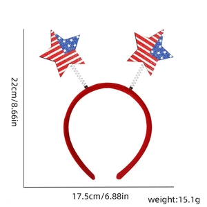 Detailed dimensions of USA Independence Day star headband with height and weight specs
