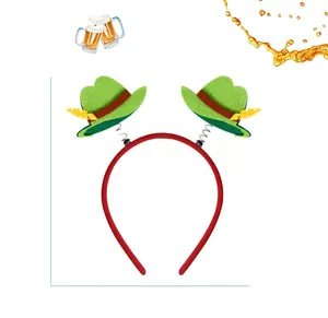 Détail des dimensions du serre-tête Oktoberfest avec petits chapeaux en feutre vert