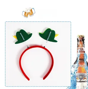 Serre-tête de fête Oktoberfest avec mini chapeaux verts sur ressorts pour célébrations