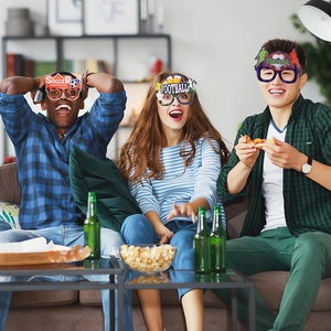 Three football themed party glasses for fans during soccer matches and celebrations