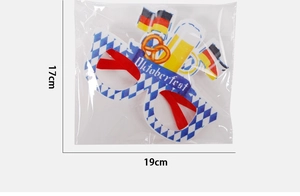Measurement of Oktoberfest party glasses with blue white patterns and beer mugs icons