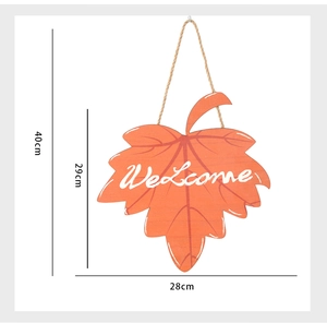 Dimensions du panneau de bienvenue en forme de feuille d'érable en bois de 40 cm
