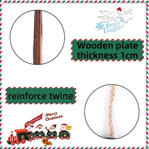 Round wooden Christmas hanging sign with 1cm thickness and durable hemp rope decoration