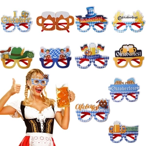 Set of 11 Oktoberfest party glasses with beer mugs, pretzels and Bavarian hats for festivals