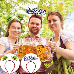 Serre-tête Oktoberfest avec mini chapeau alpin chope de bière et lettrage festif bleu