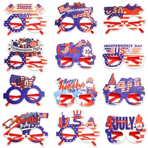 US Independence Day 4th of July Party Glasses Frames USA Eagle Gnomes Photo Booth Props Red White Blue Glitter Eyewear