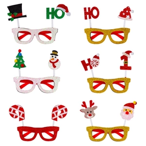 Monture de Lunettes Décorative pour Fête de Noël Paillettes Père Noël Bonhomme de Neige Élan Ressort Décor pour Enfants Adultes Vacances Accessoires Photo