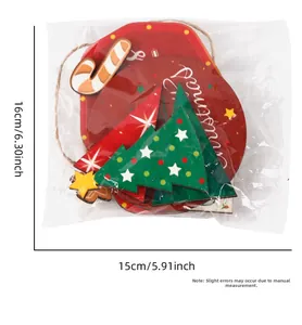 Christmas wooden hanging ornaments set in packaging with 16cm by 15cm dimensions