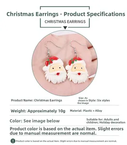 Details von Weihnachtsmann-Ohrringen mit roter Mütze und Metallhaken-Spezifikationen