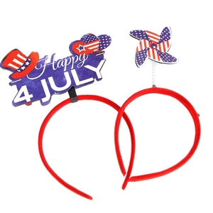 Lot de serre-têtes fête de l'indépendance USA avec chapeau Happy 4th July et moulin à vent