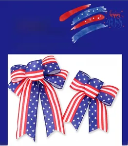 Detailed comparison of two sizes for the American flag independence day decorative bows