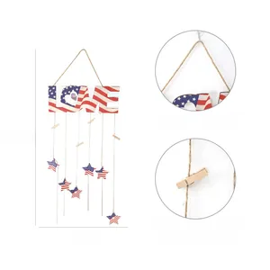 Detailed view of patriotic LOVE wooden sign with American flag pattern and dimensions