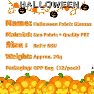Halloween party glasses featuring non-woven spider ghost and pumpkin patterns