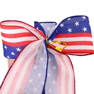 Patriotic USA flag bow decoration with stars and stripes ribbons for 250th Independence Day