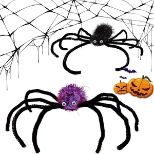 Pince à Cheveux Araignée 3D Effrayante Halloween Violet Noir Peluche Jambes Pliables Épingle à Cheveux pour Fête Cosplay Accessoires Photo