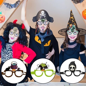 8-pack Halloween paper glasses set featuring spooky ghosts, witches and zombies for parties