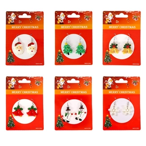 Boucles d'Oreilles Pendantes de Noël Père Noël Bonhomme de Neige Flocon de Neige Cloche Boucles d'Oreilles pour Fête de Vacances Bijoux
