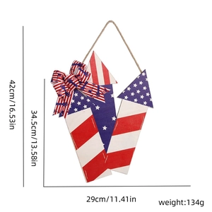 Detailed size specifications of the Independence Day wooden door sign with dimensions