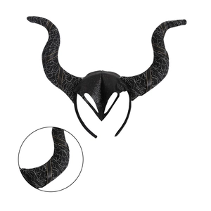 Zwarte duivelshoorn hoofdband met spinnenwebpatroon en goud lint voor cosplayfeesten
