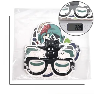 Detail of Halloween paper glasses set in packaging with specific weight and size info