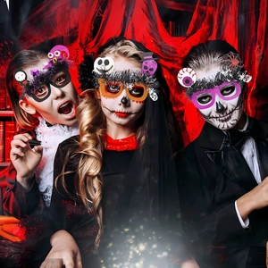 Halloween decorative glasses with pumpkin and skull elements for kids party costumes