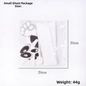 Detail of a 20cm Halloween ghost paper decoration showing size and weight in packaging