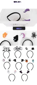 Detail of Halloween headband featuring a weight of 16.4g and reflective glitter material