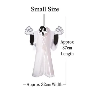 Small Halloween white honeycomb paper ghost hanging decoration with 37x32cm dimensions