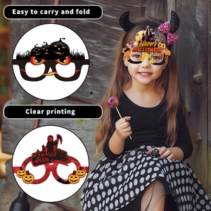 Halloween paper glasses set featuring pumpkin and ghost designs for party photo props
