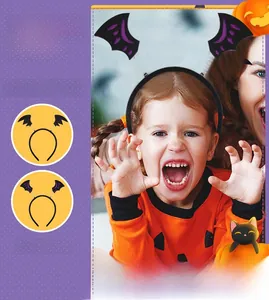 Detail of Halloween bat headbands with purple glitter texture and non-slip inner teeth