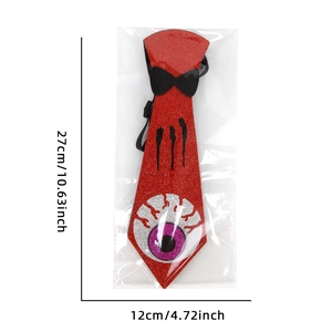 Cravate d'Halloween à paillettes rouges avec motif œil violet et bande élastique